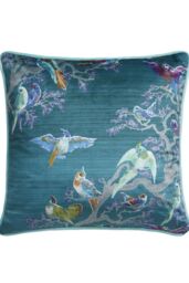 Laurence Llewelyn-Bowen 'Birdity Absurdity' Soft Touch Velvet Filled Cushion in Blue - Size: 43 cm x 43 cm - thumbnail 3
