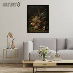"Artery8 Still Life with Fruit Fish & a Nest Mignon Black Framed Canvas Art - Size: W12"" x H16""" - thumbnail 3