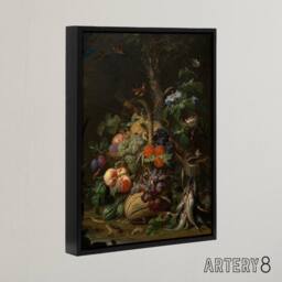 "Artery8 Still Life with Fruit Fish & a Nest Mignon Black Framed Canvas Art - Size: W12"" x H16""" - thumbnail 2