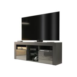 Creative Furniture TV Unit 145cm Modern - Dark Grey with High Gloss Doors - thumbnail 3