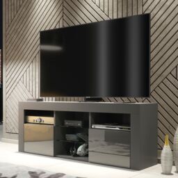 Creative Furniture TV Unit 145cm Modern - Dark Grey with High Gloss Doors