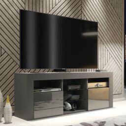 Creative Furniture TV Unit 145cm Modern - Dark Grey with High Gloss Doors - thumbnail 6