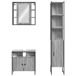 Berkfield Home 3 Piece Bathroom Cabinet Set Grey Sonoma Engineered Wood - thumbnail 6