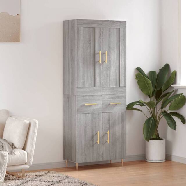 Berkfield Home Highboard Grey Sonoma 69.5x34x180 cm Engineered Wood - image 1