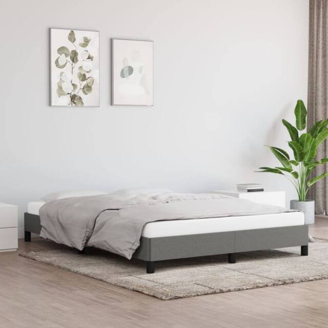 Berkfield Home Bed Frame Dark Grey 135x190 cm Double Fabric - image 1
