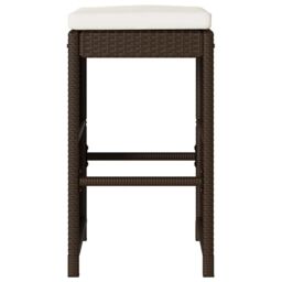 Berkfield Home Garden Bar Stools with Cushions 4 pcs Brown Poly Rattan - thumbnail 4