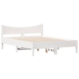 Berkfield Home Beautiful Bed Frame without Mattress White 140x200 cm Solid Wood Pine - thumbnail 1