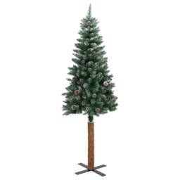 Berkfield Home Slim Christmas Tree with 150 LEDs Green & White 150 cm - thumbnail 5