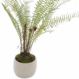 Lemon Pavilion Furniture and Decor White Potted Boston Fern Artificial Plant - Plastic/Stone- Green - thumbnail 2