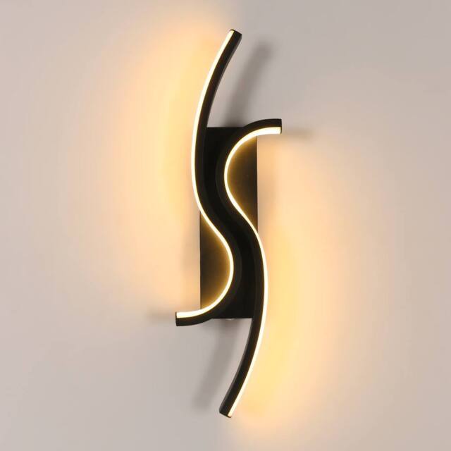 Goeco LED Wall Light, 12W, 3000 K, Linear Acrylic Wall Sconce, For Bedroom in Black - image 1