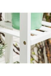 Living and Home 6-Tier Wooden Rustic Potted Vintage Plant Stand Rack Decorative Display Shelf in White - thumbnail 5