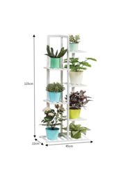 Living and Home 6-Tier Wooden Rustic Potted Vintage Plant Stand Rack Decorative Display Shelf in White - thumbnail 3