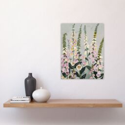 "Artery8 Pink Foxglove Flowers Bloom Artwork Summer Floral Wall Art Print in Grey - Size: W24"" x H32""" - thumbnail 4