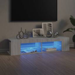 Berkfield Home TV Cabinet with LED Lights Grey Sonoma 135x39x30 cm - Size: 135 x 39 x 30 cm - thumbnail 2
