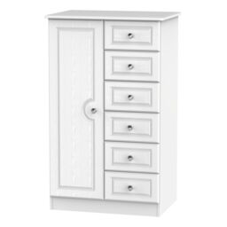 Ready Assembled 2 U Hilton 1 Door 5 Drawer Childrens Wardrobe (Ready Assembled) in White - thumbnail 2