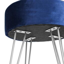Harbour Housewares Round Velvet Footstool - H40 x D35cm - Silver Legs in Blue - thumbnail 6