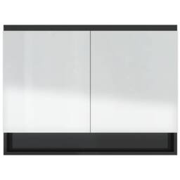 Berkfield Home Bathroom Mirror Cabinet 80x15x60 cm MDF Shining Black - Size: 80 x 15 x 60 cm - thumbnail 5