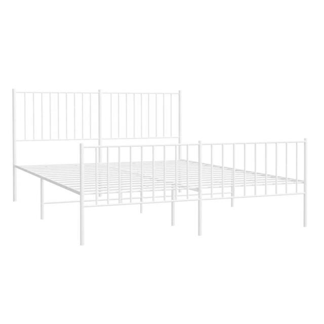 Berkfield Home Metal Bed Frame with Headboard & Footboard White 160x200 cm - image 1