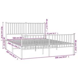 Berkfield Home Metal Bed Frame with Headboard & Footboard White 160x200 cm - thumbnail 9