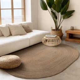 THE RUGS Rangpur Braided Jute Rug & Runner Hand Woven Oval Natural Rug in Brown - Size: 160 cm x 230 cm - thumbnail 9