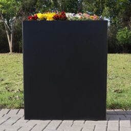 Woven Wood 75cm Long Zinc Galvanised Matte Black 90cm Tall Trough Planter - thumbnail 5