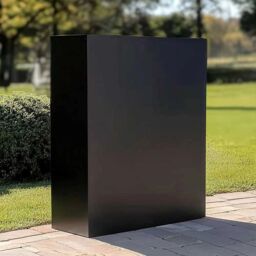 Woven Wood 75cm Long Zinc Galvanised Matte Black 90cm Tall Trough Planter - thumbnail 4