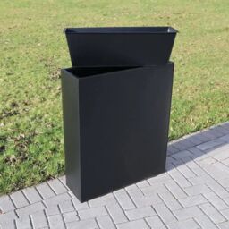 Woven Wood 75cm Long Zinc Galvanised Matte Black 90cm Tall Trough Planter - thumbnail 7