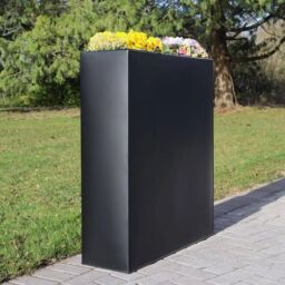 Woven Wood 75cm Long Zinc Galvanised Matte Black 90cm Tall Trough Planter - thumbnail 6