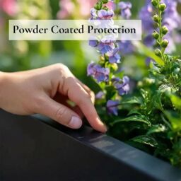 Woven Wood 75cm Long Zinc Galvanised Matte Black 90cm Tall Trough Planter - thumbnail 9