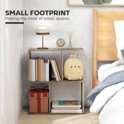 HOMCOM Side Table, Narrow End Table with Storage Shelves in Grey - thumbnail 4