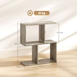 HOMCOM Side Table, Narrow End Table with Storage Shelves in Grey - thumbnail 3