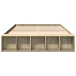 Berkfield Home Bed Frame without Mattress Sonoma Oak 135x190 cm Double in Light Oak - thumbnail 4