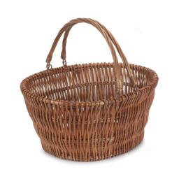 Red Hamper Wicker Shopping Basket Chatsworth Market Basket in Brown - thumbnail 2