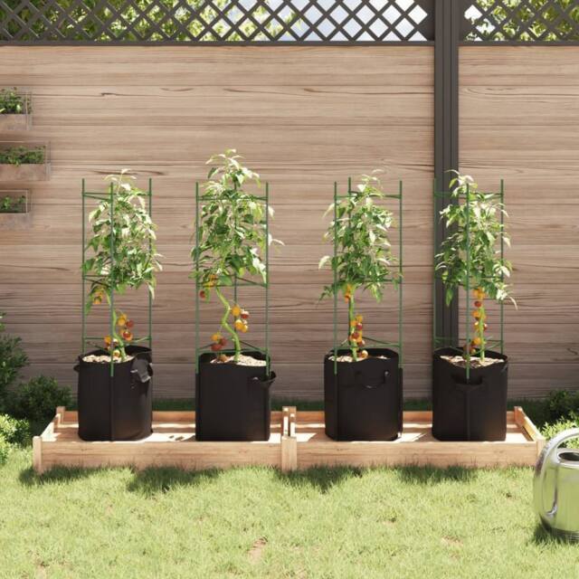 Berkfield Home Tomato Cages with Plant Bags 4 pcs 116 cm Steel & PP in Green - image 1