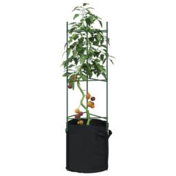 Berkfield Home Tomato Cages with Plant Bags 4 pcs 116 cm Steel & PP in Green - thumbnail 2