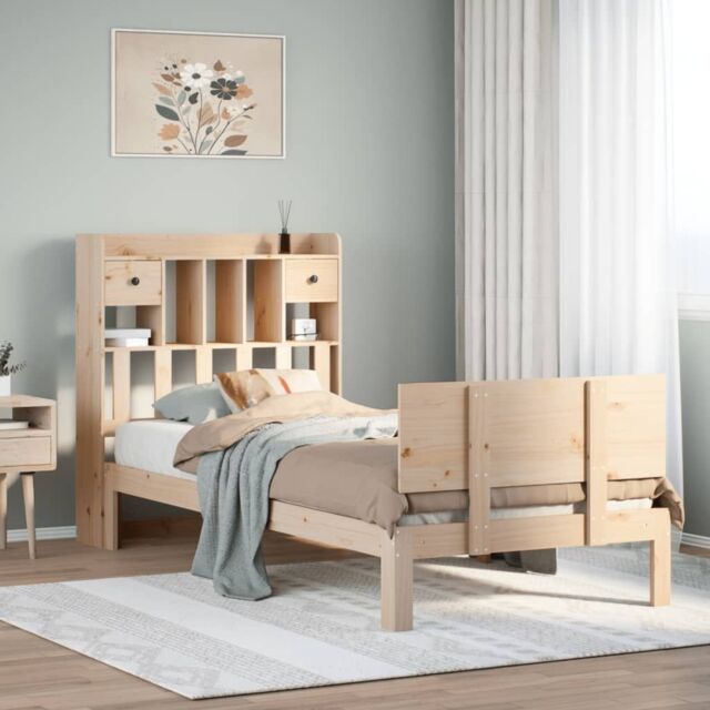 Berkfield Home Bookcase Bed without Mattress 90x190cm Solid Wood Pine in Brown - Size: 90x190 cm - image 1