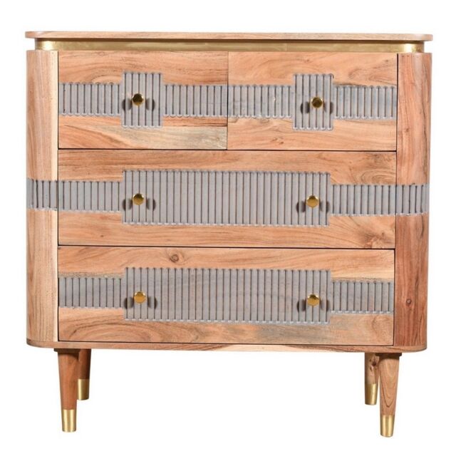 Indian Hub Wilton 4 Drawers Chest - Acacia Wood - L40 x W90 x H90 cm in Brown - image 1
