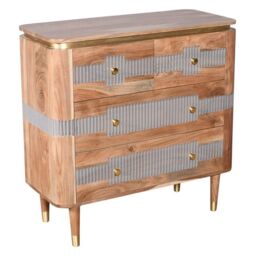 Indian Hub Wilton 4 Drawers Chest - Acacia Wood - L40 x W90 x H90 cm in Brown - thumbnail 3