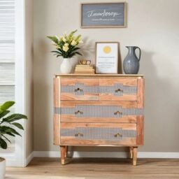 Indian Hub Wilton 4 Drawers Chest - Acacia Wood - L40 x W90 x H90 cm in Brown - thumbnail 4