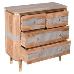Indian Hub Wilton 4 Drawers Chest - Acacia Wood - L40 x W90 x H90 cm in Brown - thumbnail 2
