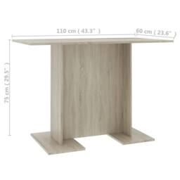 Berkfield Home Beautiful Dining Table Sonoma Oak 110x60x75 cm Engineered Wood in Light Sand - Size: 110 x 60 x 75 cm - thumbnail 6