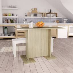 Berkfield Home Beautiful Dining Table Sonoma Oak 110x60x75 cm Engineered Wood in Light Sand - Size: 110 x 60 x 75 cm - thumbnail 2