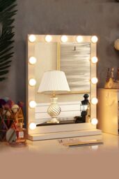 Living and Home Vanity Mirror with Lights, 3 Lighting Modes, Touch Screen Control in White - thumbnail 1