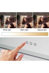 Living and Home Vanity Mirror with Lights, 3 Lighting Modes, Touch Screen Control in White - thumbnail 4