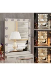 Living and Home Vanity Mirror with Lights, 3 Lighting Modes, Touch Screen Control in White - thumbnail 3