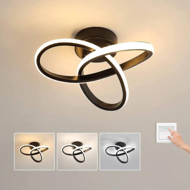 Pheashine Modern LED Ceiling Light, 22W, Dimmable, 3000K/4500K/6500K (25cm) in Black - image 1