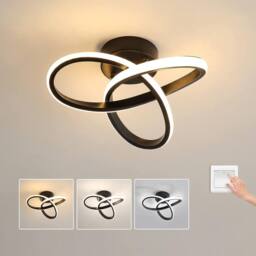 Pheashine Modern LED Ceiling Light, 22W, Dimmable, 3000K/4500K/6500K (25cm) in Black - thumbnail 1