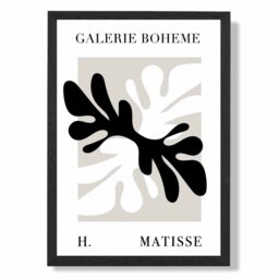 ARTZE Matisse Floral Cutout Beige & Black Bohemian Framed Print SIZE: A4 with Black Frame - thumbnail 1