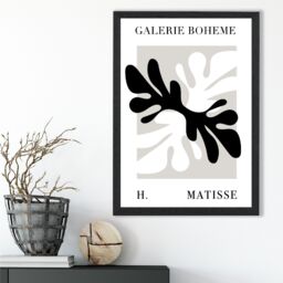 ARTZE Matisse Floral Cutout Beige & Black Bohemian Framed Print SIZE: A4 with Black Frame - thumbnail 2
