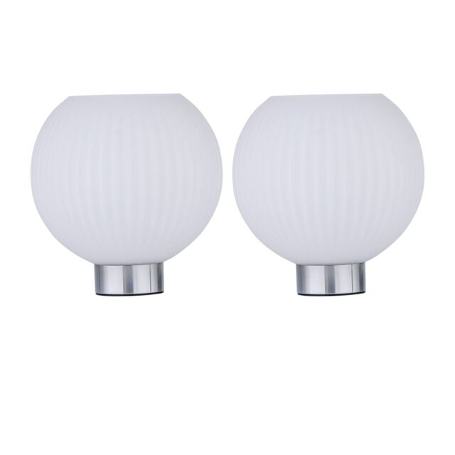 First Choice Lighting Set of 2 Betchley - Battery Operated Chrome Lamp with White Glass in Silver - image 1
